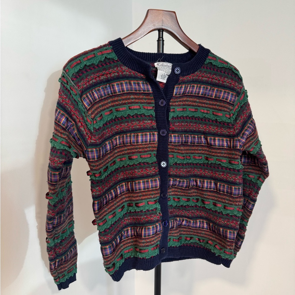Vintage Gallagher Colorful Striped Cardigan Sweater